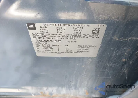 2012 Chevrolet Equinox 1Lt from USA, damaged, VIN 2GNALDEK6C6136987